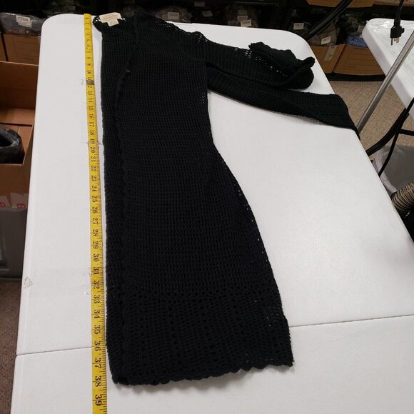 St Johns Bay Womens Open Knit Long Line Cardigan Size M Black Goth Punk Festival - Picture 7 of 9